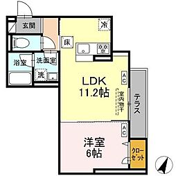 D-asset矢崎町 1LDKの間取図画像