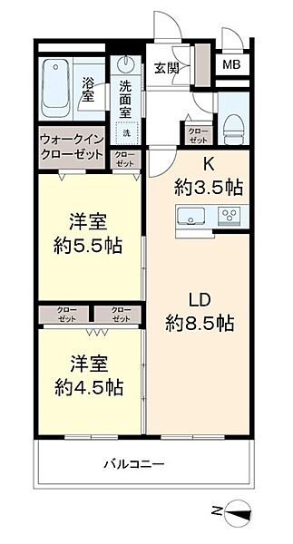 京王ラフィネ橋本テラス 303｜神奈川県相模原市緑区東橋本２丁目(賃貸マンション2LDK・3階・55.11㎡)の写真 その2