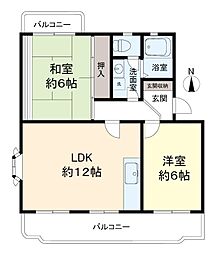 パレ・シャローム 2LDKの間取図画像
