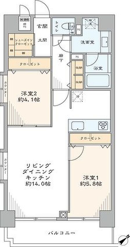 専有面積59.29m2、2LDK+SICのお部屋です。間取りから見直し、設備などを一新したリノベーション済みの住戸です。セコムセキュリティシステムがあり、安心してお住まいいただけます。