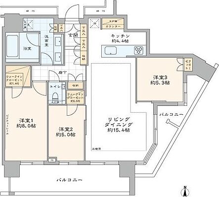 間取り グランドメゾン白金の杜ザ・タワー 13階/1306