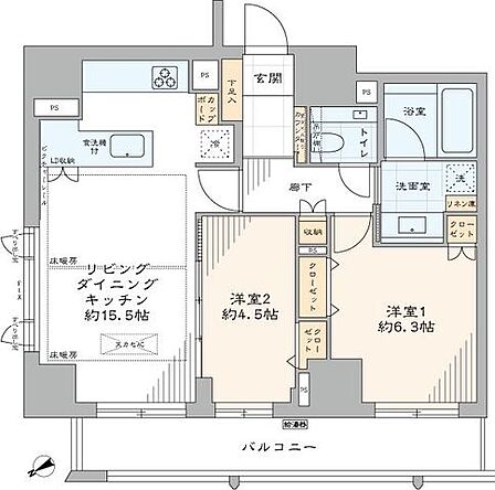 2LDK 間取り