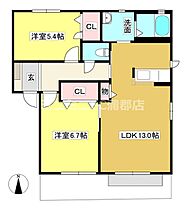 アランシアII 102 ｜ 愛知県蒲郡市形原町北新田（賃貸アパート2LDK・1階・58.84㎡） その2