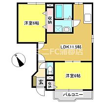 ヴィラ・ポポラーレB 102 ｜ 愛知県蒲郡市拾石町縄手添（賃貸アパート2LDK・1階・52.75㎡） その2