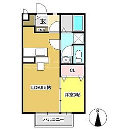 エアリーズ 2階1LDKの間取り