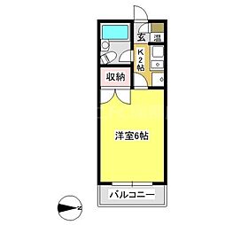 ヴェールヴィル 3階1Kの間取り