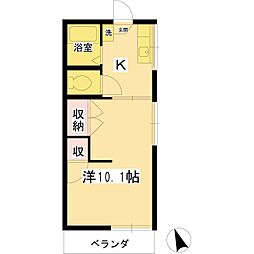 グリーンハウス 2階1Kの間取り