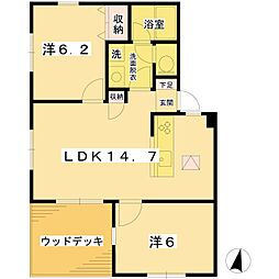 1stHills 2LDKの間取図画像