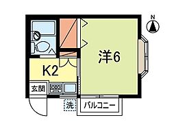 サンハイム 1Kの間取図画像