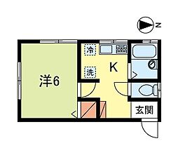 グリーンコート和田 1Kの間取図画像