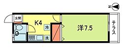 パインハウス 1Kの間取図画像