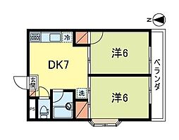 松ノ木第五ハイデンス 2DKの間取図画像
