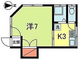 尾崎荘 1Kの間取図画像