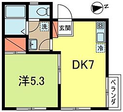 サンハイム 1DKの間取図画像