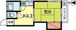 まこと荘 1Kの間取図画像