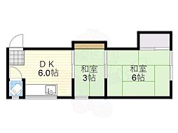 藤塚荘 2DKの間取図画像