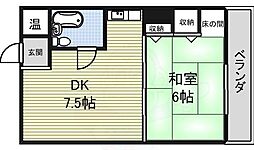 ラ・クール泉 1DKの間取図画像
