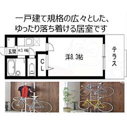 スプリングコートA 1Kの間取図画像