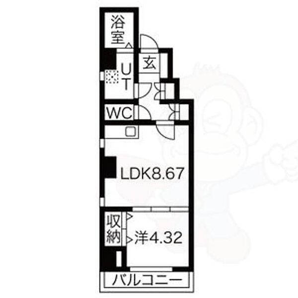 愛知県名古屋市中村区亀島２丁目(賃貸マンション1LDK・8階・34.98㎡)の写真 その2