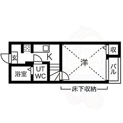 名鉄名古屋本線 栄生駅 徒歩7分の賃貸アパート 1階1Kの間取り