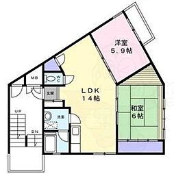 メゾン赤坂 2LDKの間取図画像