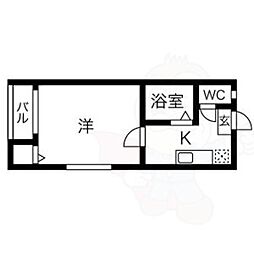 GAIA 1階1Kの間取り