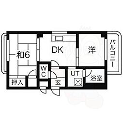 トレンツマンション 2DKの間取図画像