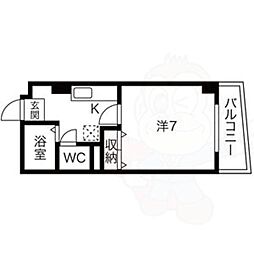 AZURトリイ 1Kの間取図画像