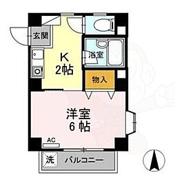 スミワンルームマンション2 1Kの間取図画像