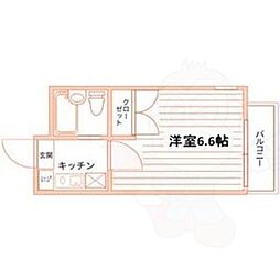 BES岩塚コート 1Kの間取図画像
