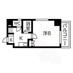 casa桜・千種 1Kの間取図画像
