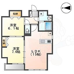 グランソレイユ大須白川 2LDKの間取図画像