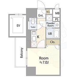 エスリード大須デュオ 1Kの間取図画像