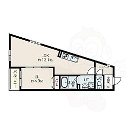 the GARDEN 金山 1LDKの間取図画像