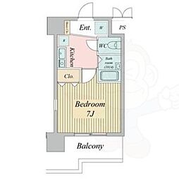 パークフラッツ金山 1Kの間取図画像