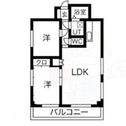 シャトレ大万 2LDKの間取図画像