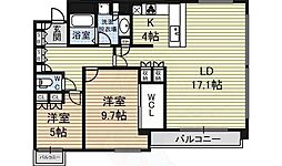 レザンドール東山元町 2LDKの間取図画像