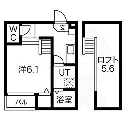 VILLETTASASASHIMA 1Kの間取図画像