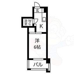第五七福ビル 1Kの間取図画像