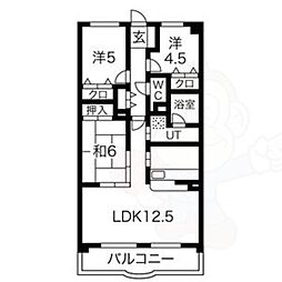 クレストヒルズ東山 3LDKの間取図画像