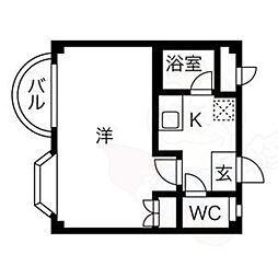 Amity城西 1Kの間取図画像