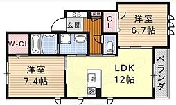 YMD神明附A 2LDKの間取図画像