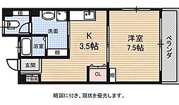 イナダマンション 1DKの間取図画像