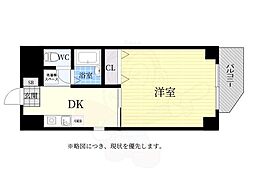ウィング烏森 1DKの間取図画像
