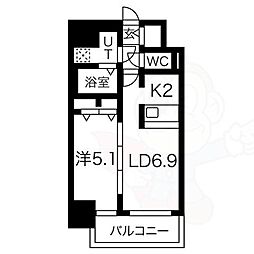 メイクス'熱田神宮 1LDKの間取図画像