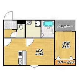 LECOCON 一宮IX 1LDKの間取図画像