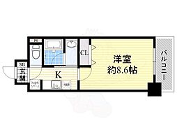 レジディア高岳 1Kの間取図画像