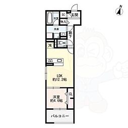 セレスティア城西 1LDKの間取図画像