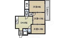 コスモスビル 3DKの間取図画像