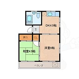 宏陽ハイツ 2DKの間取図画像